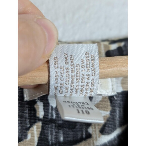 Chico's Jacket Blazer Sz L 2 Black White Tan Abstract Print Open Front Cotton - Picture 4 of 6